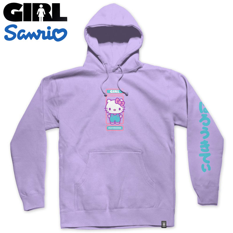 ガール GIRL x SANRIO SANRIO KITTY PULLOVER(LAVENDER)ガールパーカ GIRLパーカ ガールプルオーバーパーカ GIRLプルオーバーパーカ サンリオコラボ