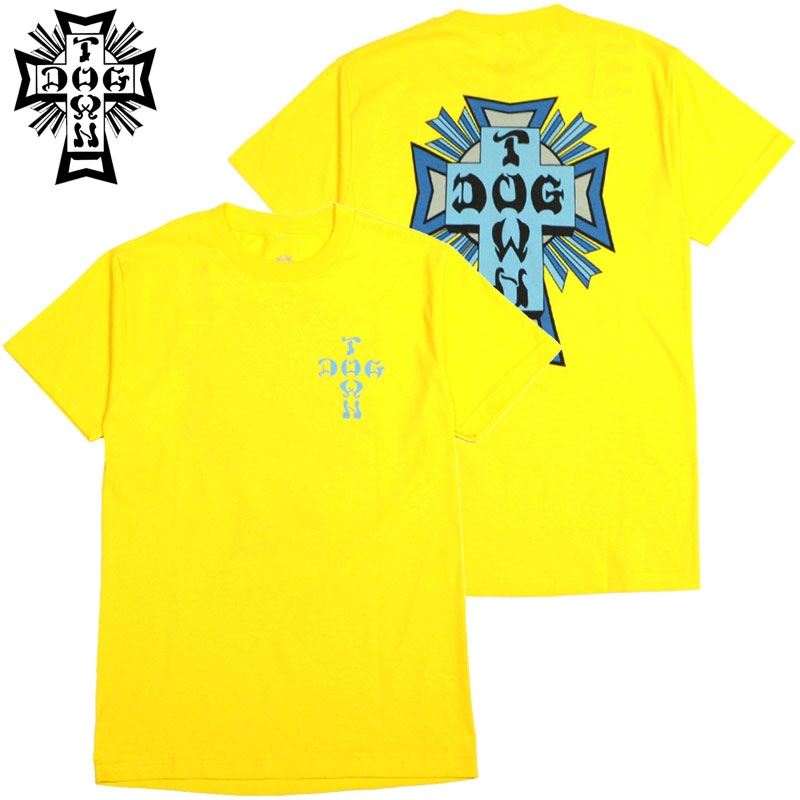 yUSzhbO^E DOGTOWN CROSS LOGO TEE( YELLOW)hbO^ETVc DOGTOWNTVc hbO^E DOGTOWN