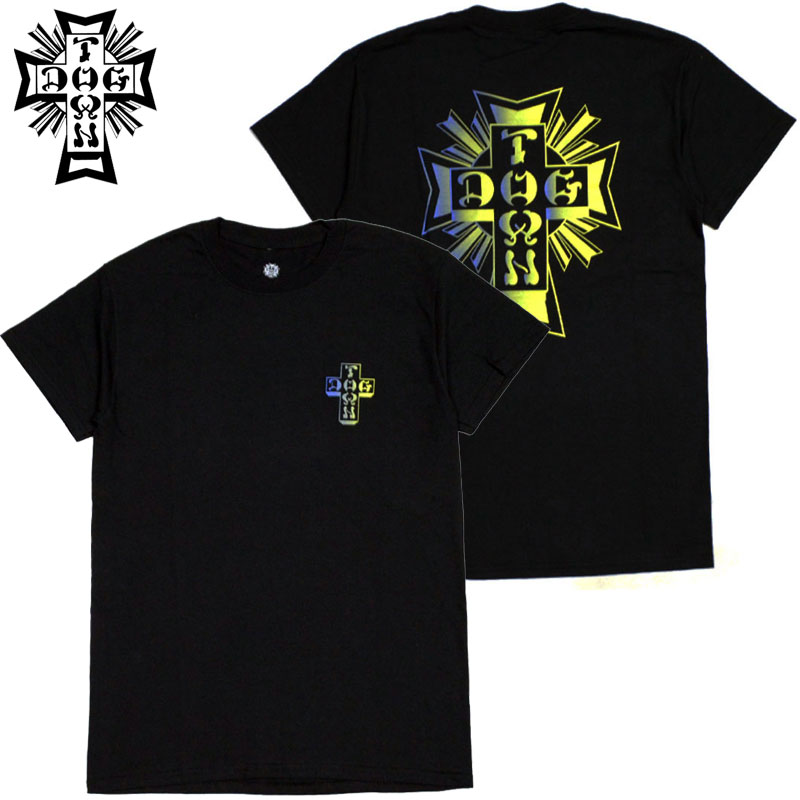 yXLTCY Xg1_zhbO^E DOGTOWN GRADATION CROSS LOGO TEE(ubN  BLACK/GREEN)hbO^ETVc DOGTOWNTVc hbO^E DOGTOWN