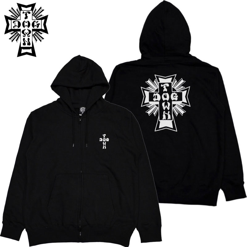  hbO^E DOGTOWN CROSS LOGO ZIP HOODIE(ubN  BLACK/WHITE)hbO^EWbvp[J DOGTOWNWbvp[J hbO^Ep[J HOODIE t[fB[