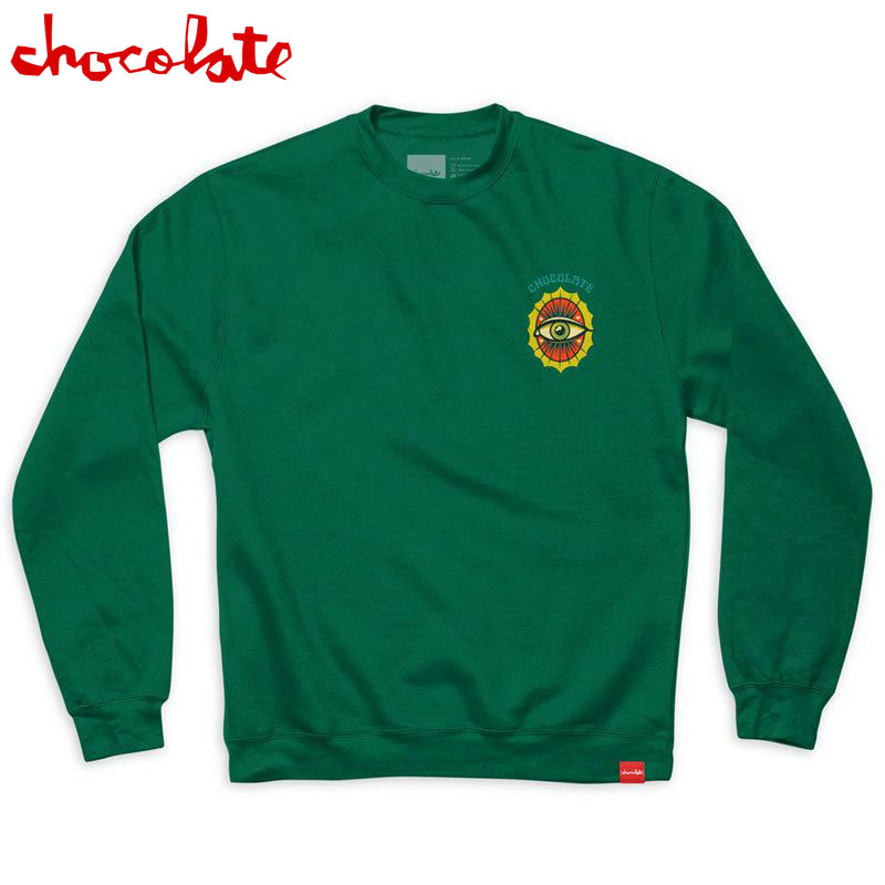 【Sサイズ ラスト1点】チョコレート CHOCOLATE EYE OF LOVE CREW(ダークグリーン DARK GREEN)チョコレートスウェット CHOCOLATEスウェット チョコレートクルーネック CHOCOLATEクルーネック