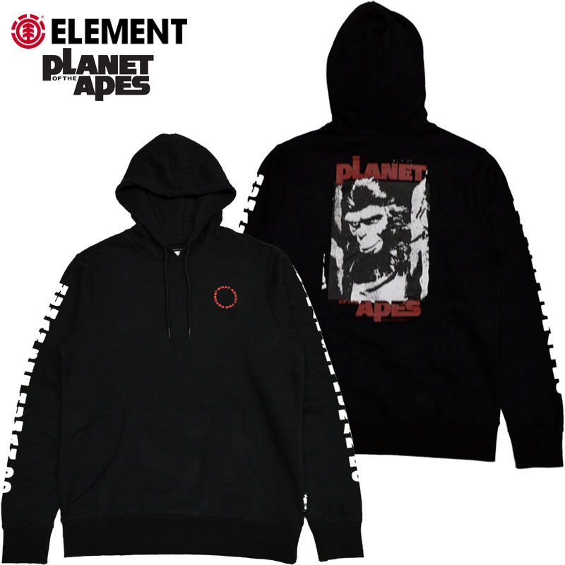 楽天WARP WEB SHOP 楽天市場店エレメント ELEMENT x PLANET OF THE APES SURGE HOODIE（ブラック 黒 BLACK）エレメントパーカパーカ ELEMENTパーカ エレメントプルオーバー ELEMENTプルオーバー エレメント長袖 ELEMENT長袖 猿の惑星コラボ 映画