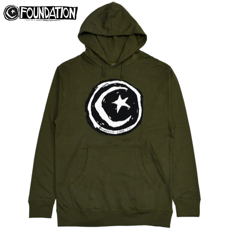 t@f[VXP[g{[h FOUNDATION SKATEBOARDS FS STAR & MOON HOOD SWEATSHIRTS(ARMY)t@f[VXP[g{[hp[J FOUNDATION SKATEBOARDSp[J vI[o[p[J