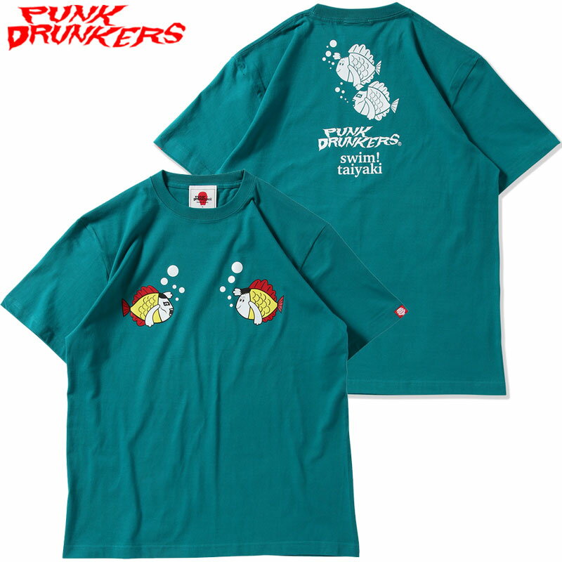 パンクドランカーズ PUNK DRUNKERS PDS x およげ!たいやきくん スイムTEE(グリーン 緑 A.GREEN)パンクドランカーズTシャツ PUNK DRUNKERSTシャツ パンクドランカーズティーシャツ PUNK DRUNKERSティーシャツ