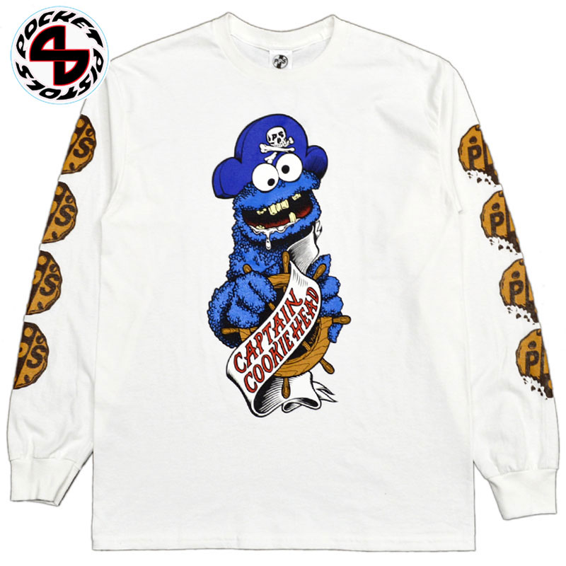 ポケットピストルズ POCKET PISTOLS COOKIE L/S T(ホワイト 白 WHITE)ポケットピストルズロングTシャツ POCKET PISTOLSロングTシャツ ロンティー ロンT ハンド WARP別注