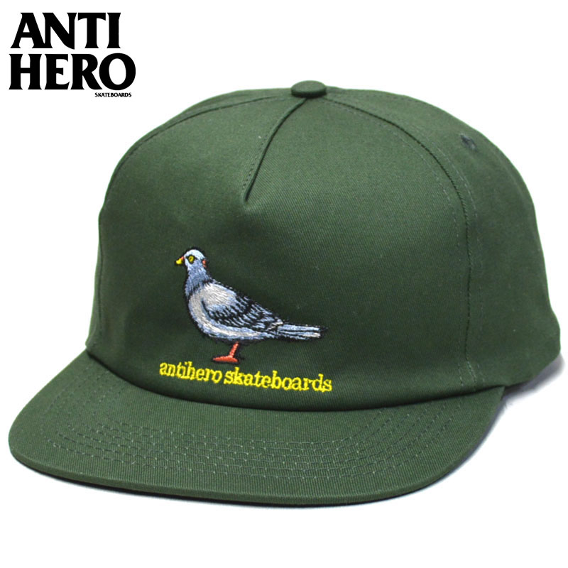 アンタイヒーロースケートボード ANTIHERO SKATEBOARDS LIL PIGEON SNAPBACK グリーン 緑 FOREST GREEN アンタイヒーロースケートボードキャップ ANTIHERO SKATEBOARDSキャップ アンタイヒーロ…