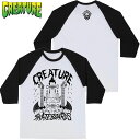 クリーチャースケートボード CREATURE SKATEBOARDS LISTEN TO 3/4 SLEEVE ( WHITE/BLACK ) クリーチャースケートボードラグラン CREATURE SKATEBOARDSラグラン クリーチャースケートボード七分袖 CREATURE SKATEBOARDS七分袖