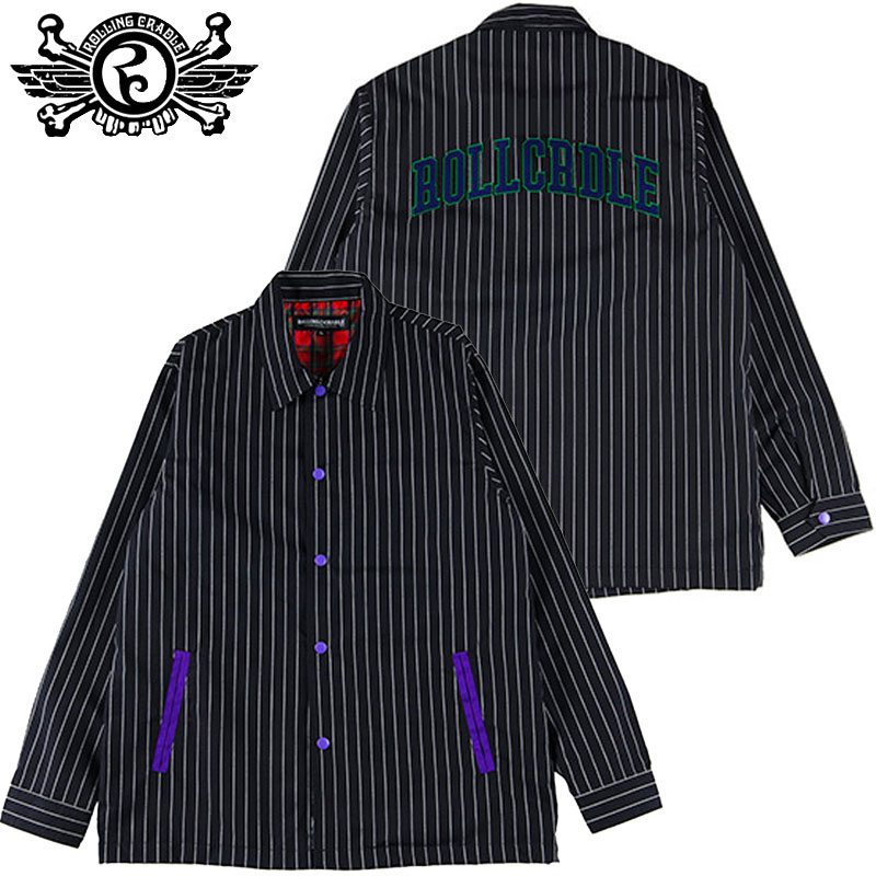 【Sサイズ ラスト1点】送料無料 ローリングクレイドル ROLLING CRADLE STRIPE COACH JACKET(ブラック 黒 BLACK)ローリングクレイドルコーチジャケット ロリクレコーチジャケット ROLLING CRADLEコーチジャケット ローリングクレイドルアウター ロリクレアウター