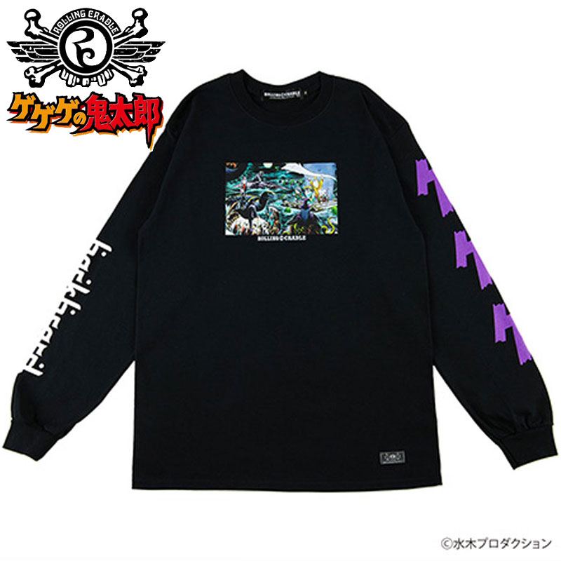 ローリングクレイドル ROLLING CRADLE BACKBEARD 対決！妖怪大戦争 LONG SLEEVE(ブラック 黒 BLACK)ローリングクレイドルロンT ロリクレロンT ROLLING CRADLEロンT ローリングクレイドル長袖 ロリクレ長袖 ROLLINGCRADLE長袖 ゲゲゲの鬼太郎コラボ