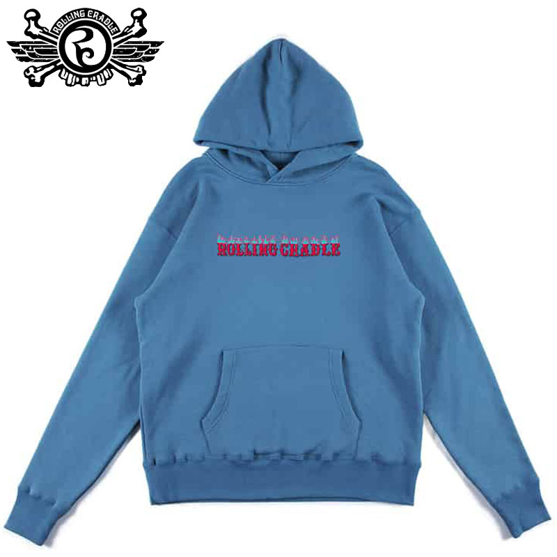 【Sサイズ ラスト1点】送料無料 ローリングクレイドル ROLLING CRADLE BURNING LOGO HOODIE(ブルー AZURE BLUE)ローリングクレイドルパーカ ロリクレパーカ ROLLING CRADLEパーカ パーカ フーディー