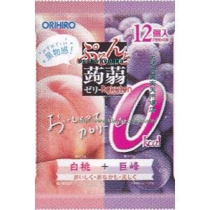 大阪京菓 ZRxオリヒロ　12個 ぷるんと蒟蒻ゼリーパウチカロリーゼロ白桃＋巨峰×48個【xr】【送料無料（沖縄は別途送料）】の商品画像