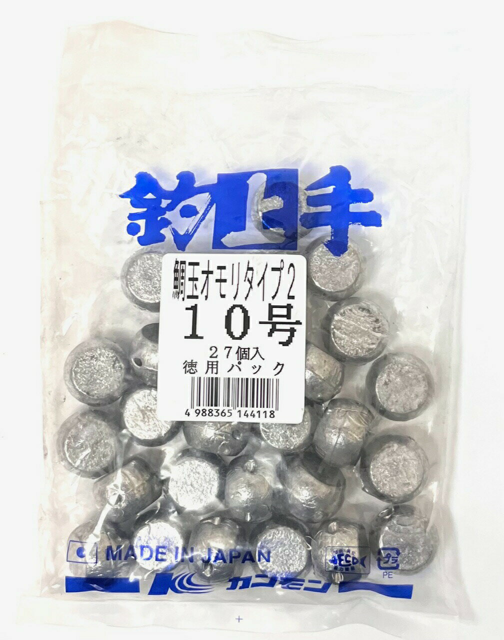 鯛ラバ オモリ 1kg徳用パック 鯛玉鉛 タイプ2 10/12/15/18/20/25/30号 おもり 錘 関門工業