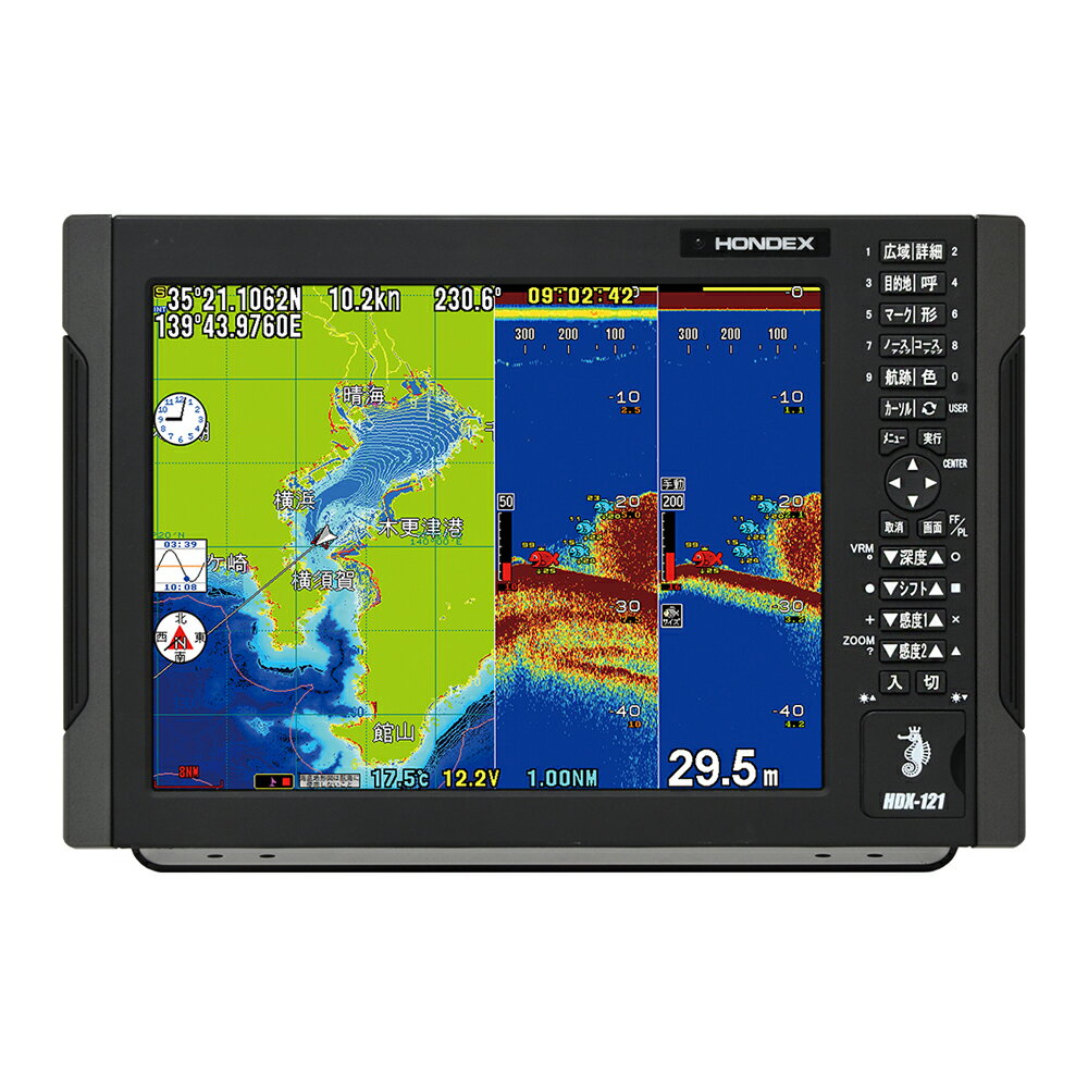 魚群探知機 船舶用品 HDX-12C　GPS内蔵仕様　1kW　ローチャープ　12.1型　カラー　振動子　TD340　液晶　プロッターデジタル　魚探