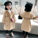 通園 通学 ジュニア 可愛い カーキ 90 100 110 120 130 子供服 キッズ アウター 春秋 キッズコート 女児 防寒コート キッズ服 長袖 無地 ジャケット ロング丈 コート