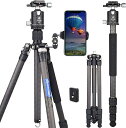 ARTCISE カメラ三脚 アルミ製超軽量 カメラ用三脚 4段階伸縮 360°回転可能 最大長さ170cm (キャリングバッグ付)最大耐荷重15kg 25mmパイプ径採用自由雲台搭载可能 三脚 軽量 持ち運び便利 高安定性大型三脚 写真/録画/観察/会議など多場景適用