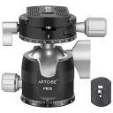 ARTCISE 35mm 低重心 ボール雲台 CNC加工 アルミ 360度回転 ボールヘッド ダブルパノラマパン アルカスイス互換 クイックシュー 自由雲台 一眼レフ DSLR ビデオカメラ用 最大耐荷重15キロ
