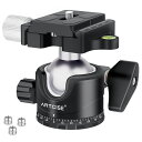 ARTCISE 36mm 低重心 三脚ボール雲台 アルミ合金製 クイックシュー付き 自由雲台 アルカスイス互換 360度回転 パノラマ撮影対応 最大耐荷重20kg 一眼レフ ミラーレス対応 軽量コンパクト