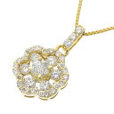 フラワー デザイン ダイヤ ネックレス K18YG 750 イエローゴールド ダイヤモンド 0.55ct 0.20ct ~45.5cm アジャスター付 首飾り アクセサリー レディース 送料無料 241100082001 ★