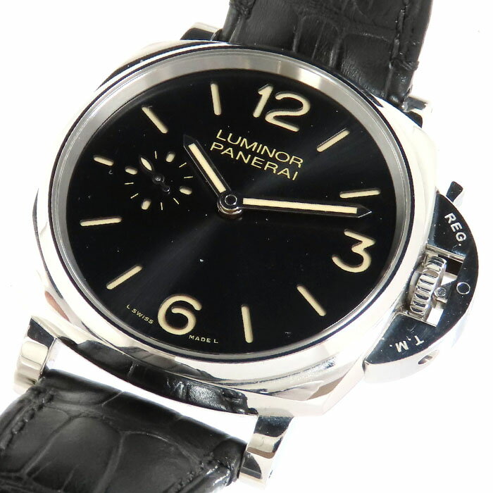 ルミノール 腕時計（メンズ） PANERAI パネライ ルミノール ドゥエ 3デイズ アッチャイオ PAM00676 ブラック文字盤 ステンレススチール SS レザー 腕時計 手巻 メンズ 送料無料 241001011843