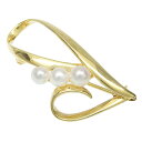 【クーポン利用で最大3万円割引 数量限定 5/1-5/3】 MIKIMOTO ミキモト デザイン 3P パール ブローチ K18YG 750 イエローゴールド パール 真珠 アクセサリー レディース 送料無料 240900044508 ★