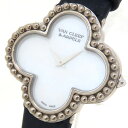 【最大10万円割引クーポン 数量限定 6/3 20時から】 VanCleef&Arpels ヴァンクリーフ&アーペル ヴィンテージ アルハンブラ ミディアム ウォッチ VCARD67400 K18WG 750 ホワイトゴールド サテン 純正ベルト 腕時計 電池式 レディース 【仕上・電池交換済】241001017442(2)