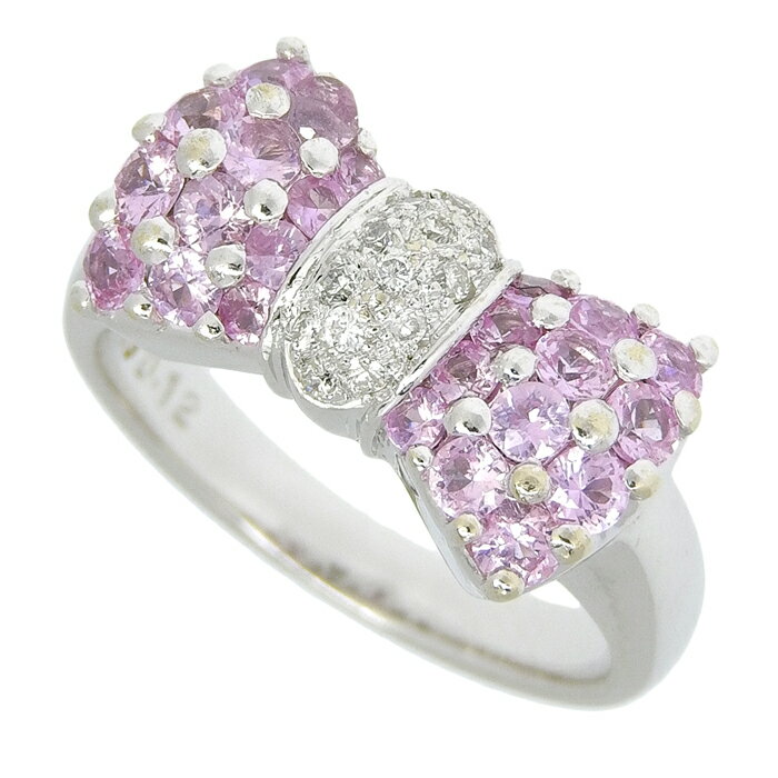 リボンモチーフカラーストーンダイヤ...