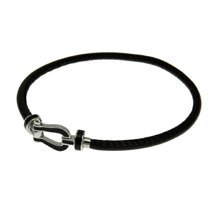 【ポイント10倍＆ 最大10万円割引クーポン数量限定 11/20 20時から】FRED フレッド フォース10 MM ブレスレット K18WG 750 ホワイトゴールド レザー 17.5cm 腕輪 アクセサリー レディース 送料無料 241100076538 ★