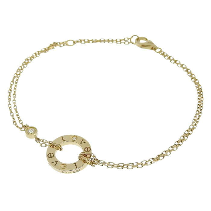 【ポイント20倍＆ 最大10万円割引クーポン数量限定 11/20 20時から】CARTIER カルティエ ラブ サークル 2Pダイヤ ブレスレット K18YG 750 イエローゴールド ダイヤモンド 15.5cm アジャスター付 腕輪 アクセサリー レディース 送料無料 241100073270 ★