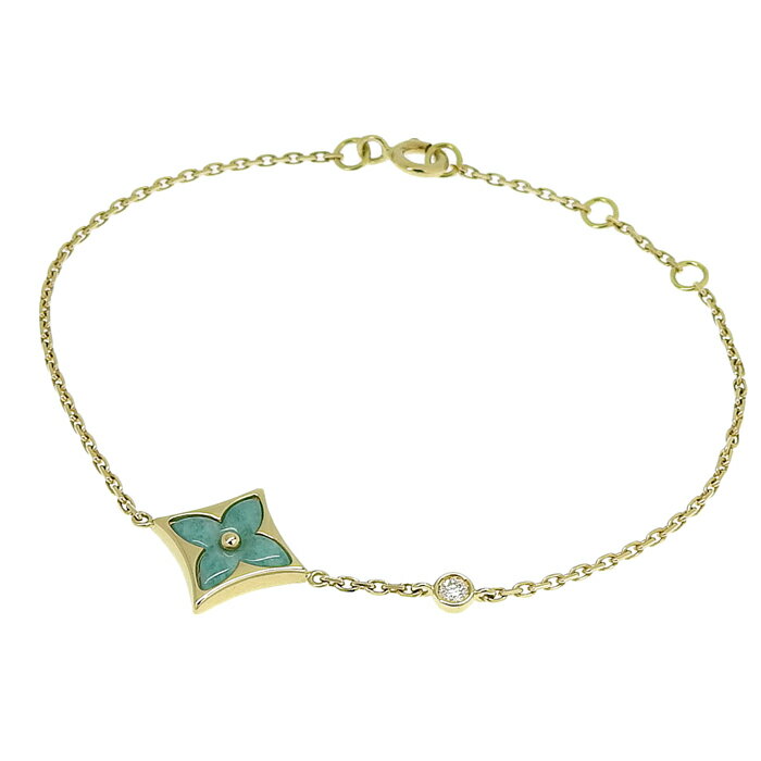 【ポイント10倍＆ 最大10万円割引クーポン数量限定 11/20 20時から】LOUIS VUITTON ルイヴィトン カラー ブロッサム BB アマゾナイト ダイヤ ブレスレット K18YG 750 イエローゴールド アマゾナイト ダイヤモンド アジャスター付 腕輪 17.5cm レディース 241100071975 ★