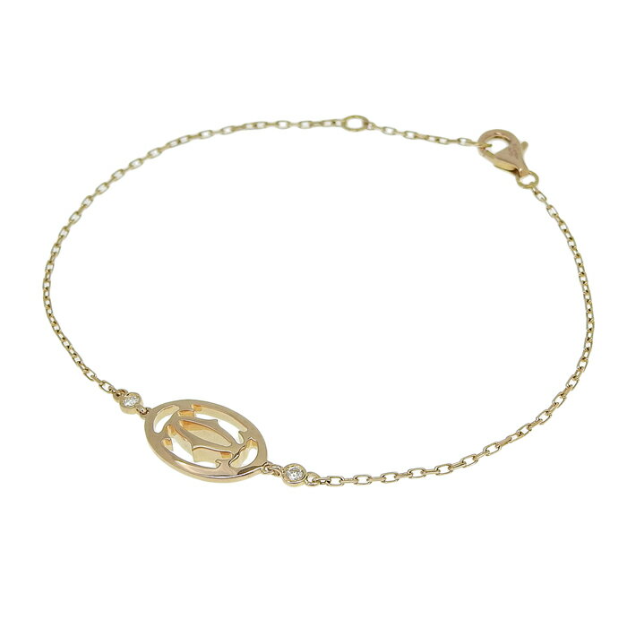 【ポイント15倍＆ 最大10万円割引クーポン数量限定 11/20 20時から】CARTIER カルティエ ロゴ ドゥーブル C ブレスレット ダイヤ K18PG 750 ピンクゴールド ダイヤモンド 約18.5cm アジャスター付 腕輪 アクセサリー レディース 送料無料 241100074617 ★