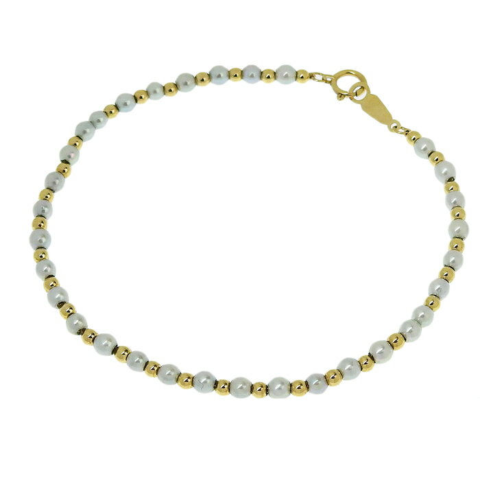 【ポイント20倍＆ 最大10万円割引クーポン数量限定 11/20 20時から】デザイン ベビー パール ブレスレット K18YG 750 イエローゴールド パール 真珠 約17.5cm 腕輪 アクセサリー レディース 送料無料 240101798536 ★