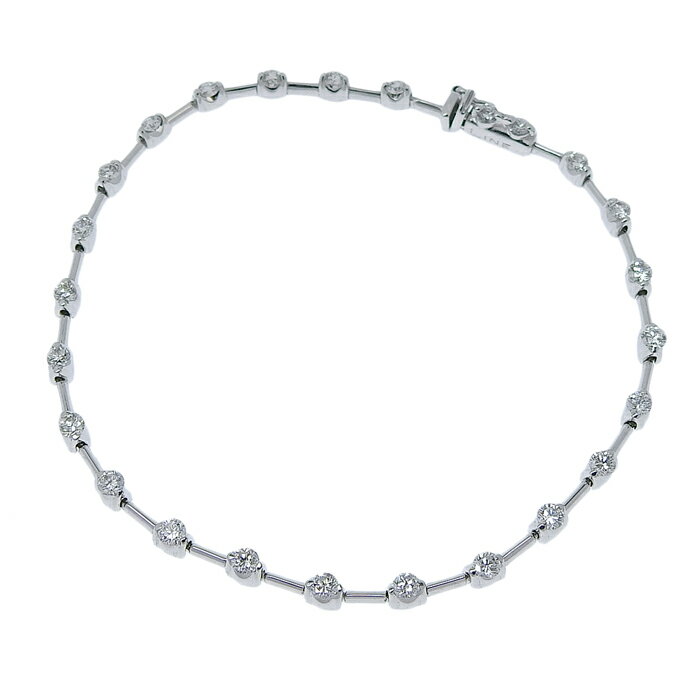 【ポイント10倍＆ 最大10万円割引クーポン数量限定 11/20 20時から】LINE ライン デザイン ダイヤ ブレスレット K18WG 750 ホワイトゴールド ダイヤモンド 1.37ct 約18cm 腕輪 アクセサリー レディース 送料無料 241100071948 ★