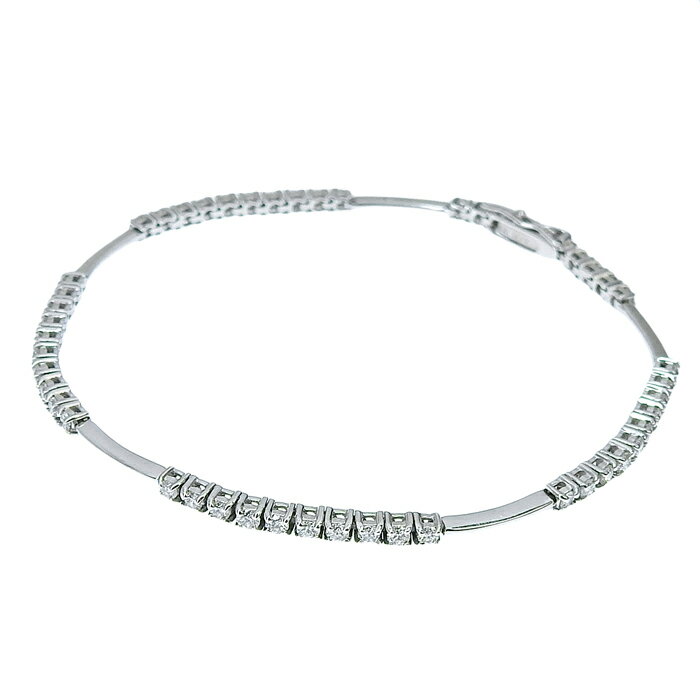 【ポイント10倍＆ 最大10万円割引クーポン数量限定 11/20 20時から】LINE ライン デザイン ダイヤ ブレスレット K18WG 750 ホワイトゴールド ダイヤモンド 1.50ct 約18cm 腕輪 アクセサリー レディース 送料無料 241100082057 ★