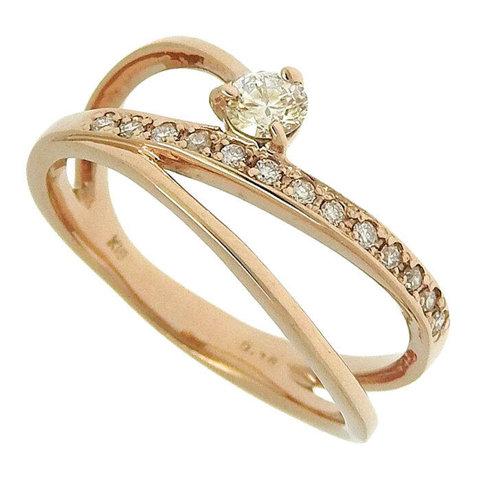 【クーポン利用で最大3万円割引 数量限定 12/1~12/11】 デザイン ダイヤ リング K18PG 750 ピンクゴールド ダイヤモンド 0.16ct 4号 指輪 アクセサリー レディース 送料無料 241100087524 ★(4)