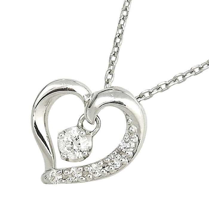 4℃ ヨンドシー ハート モチーフ ダイヤ ネックレス K18WG 750 ホワイトゴールド ダイヤモンド 36.5cm アジャスター付 首飾り 2.0g アクセサリー レディース 送料無料 241100102765 ★