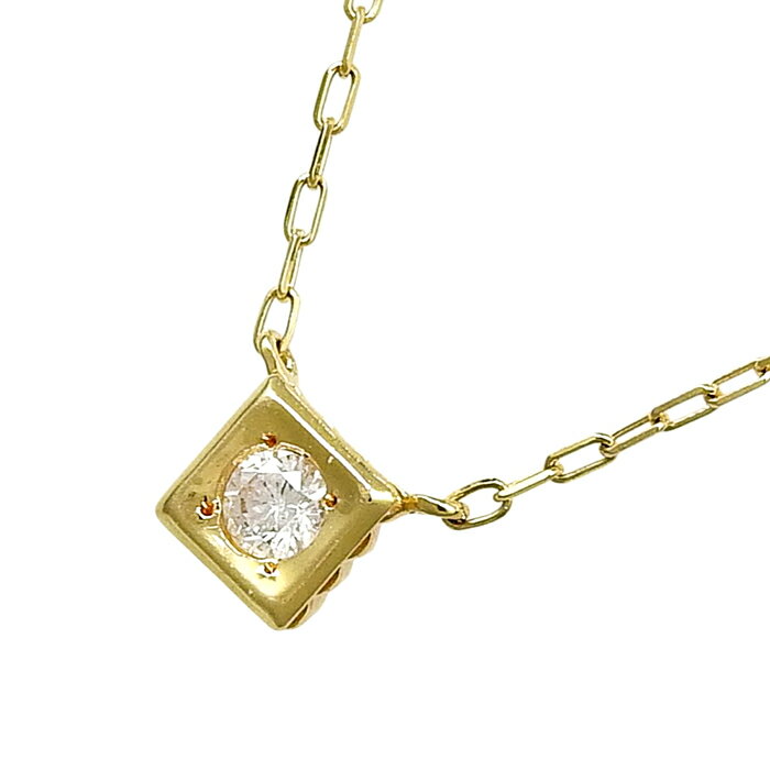 Rakuten - 【最大3万円割引クーポン 数量限定 5/1〜】 4℃ ヨンドシー スクエア モチーフ 1P ダイヤ ネックレス K18YG 750 イエローゴールド ダイヤモンド 36cm アジャスター付 首飾り 1.2g アクセサリー レディース 送料無料 241100104096 ★