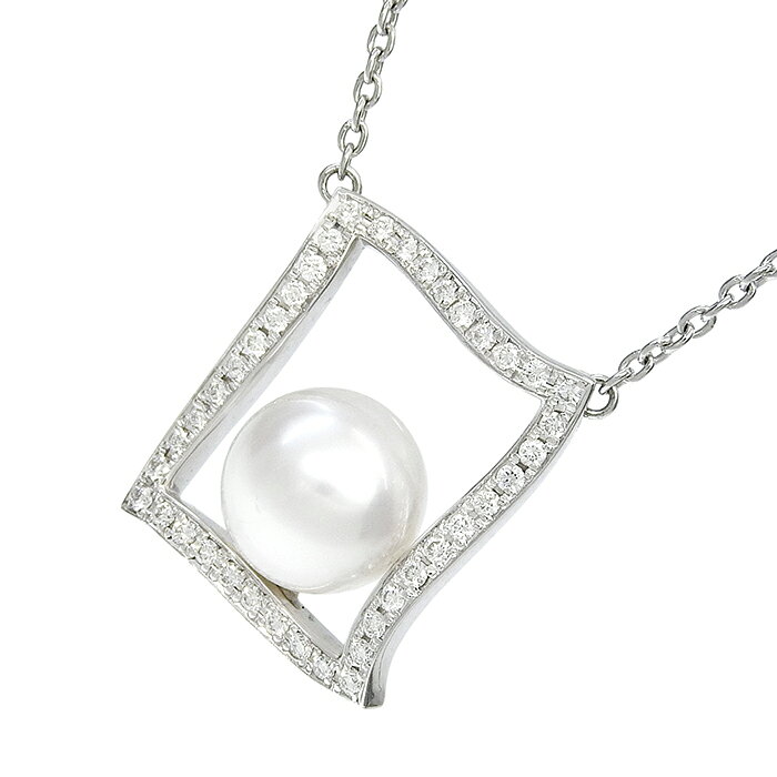 Rakuten - MIKIMOTO ミキモト デザイン アコヤ パール ダイヤ ネックレス K18WG 750 ホワイトゴールド パール 真珠 ダイヤモンド 0.36ct 44.5cm 首飾り 9.8g アクセサリー レディース 送料無料 240101824097 ★