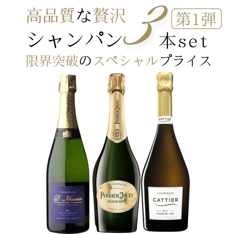 厳選シャンパーニュ3本セット ペリエジュエ キャティア ドミニクマサン 750ml×3本 15％OFF