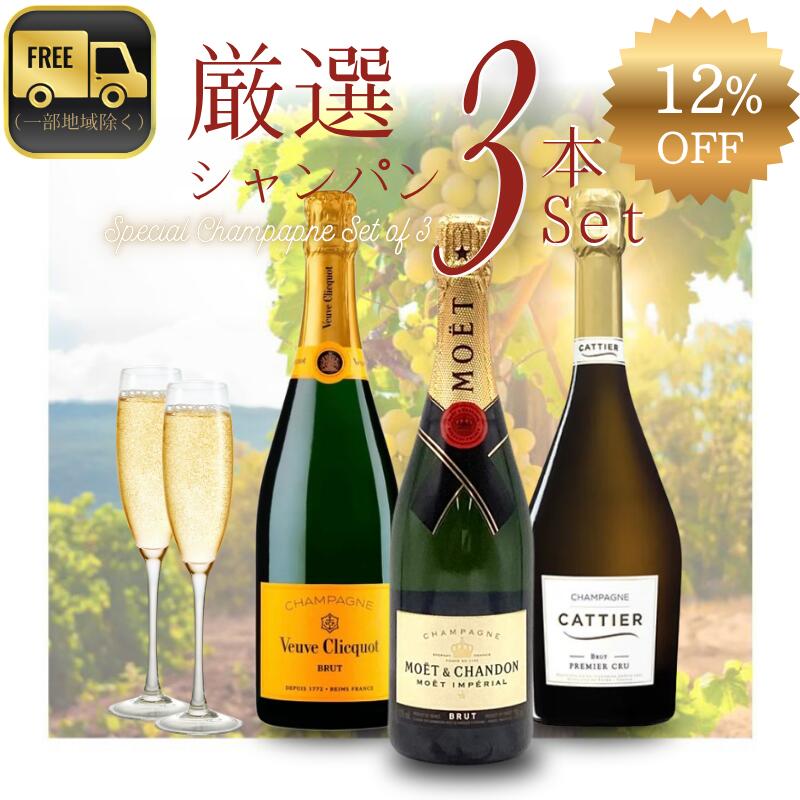 厳選シャンパーニュ3本セット キャティア モエ ヴーヴ 750ml×3本 【12％OFF】　シャンパンセット 3本セット モエ・エ・シャンドン ヴーヴクリコ キャティア フランス シャンパーニュ　高級シャンパンセット osakeichiba-10000586 お酒市場 楽天市場店 サンプル画像2