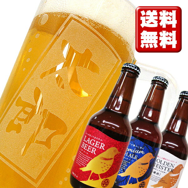 名入れビール 名入れジョッキ 名入れプレゼント 送料無料 名入れジョッキとDHCビール330ml×3本のセット ギフトカートン入り 名入れ プレゼント 記念日祝 還暦祝 古希祝 喜寿祝 傘寿祝 米寿祝 誕生日祝 退職祝 内祝