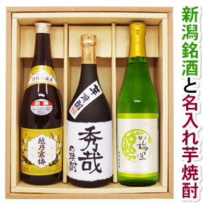 送料無料 越乃寒梅 別撰と、越乃梅里 特別純米酒、名入れ芋焼酎（寿海酒造）各720mlの3本セット ギフトカートン入り 名入れ プレゼント 記念日祝 還暦祝 古希祝 喜寿祝 傘寿祝 米寿祝 誕生日祝 退職祝 内祝