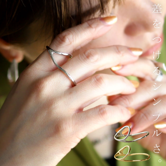 【メール便送料無料】 指輪 アクセサリー リング 金属アレルギー対応 ニッケルフリー シルバー ゴールド 2フィンガー ダブルフィンガー ツーフィンガー デザイン ヴィンテージ シック 大人 レディース おしゃれ 上品 パーティー 誕生日 プレゼント ◎メール便可！のサムネイル
