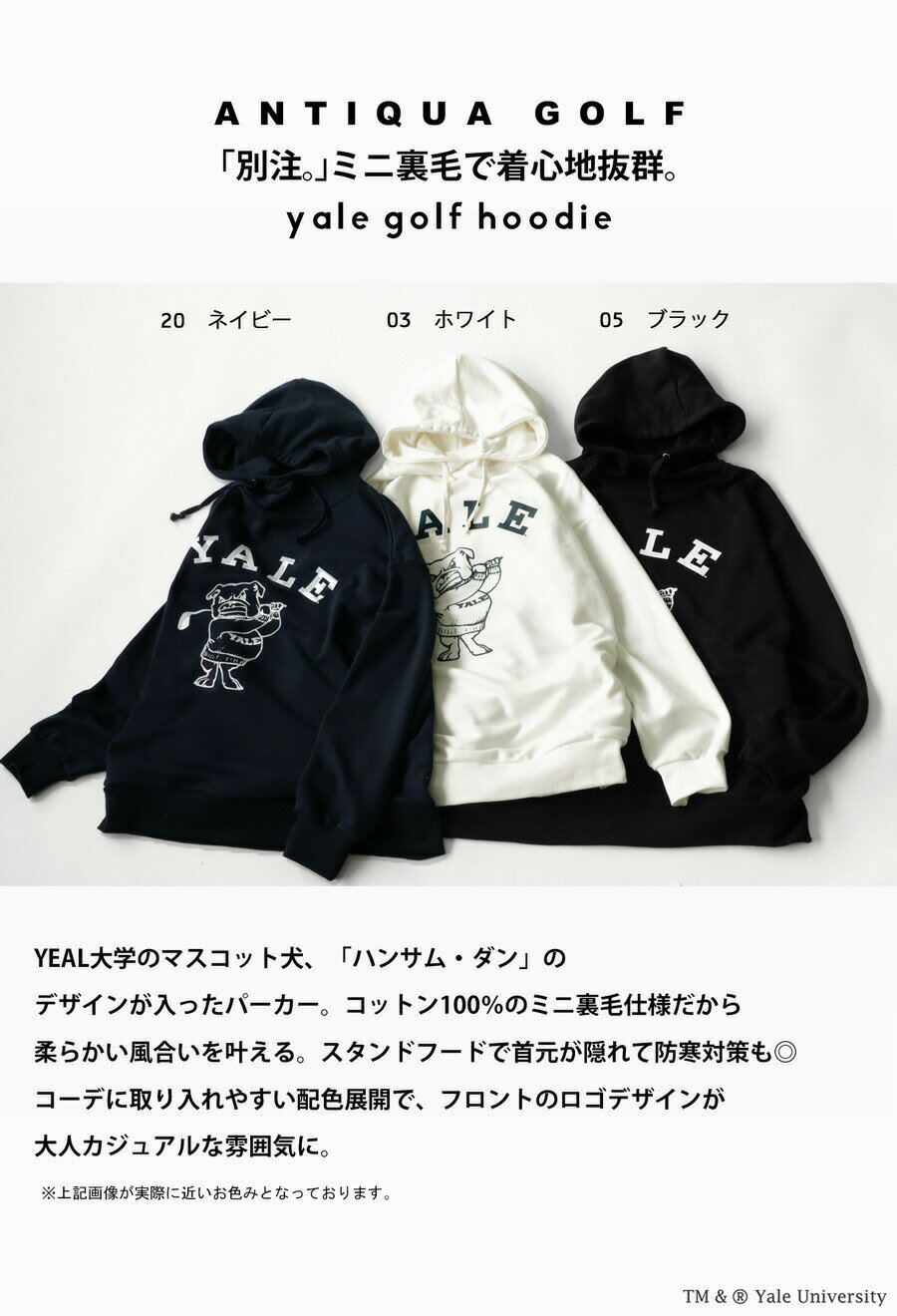 アウトレット 50%OFF 別注 YALE ANTIQUA GOLF 裏毛パーカー メンズ・メール便不可【Z】
