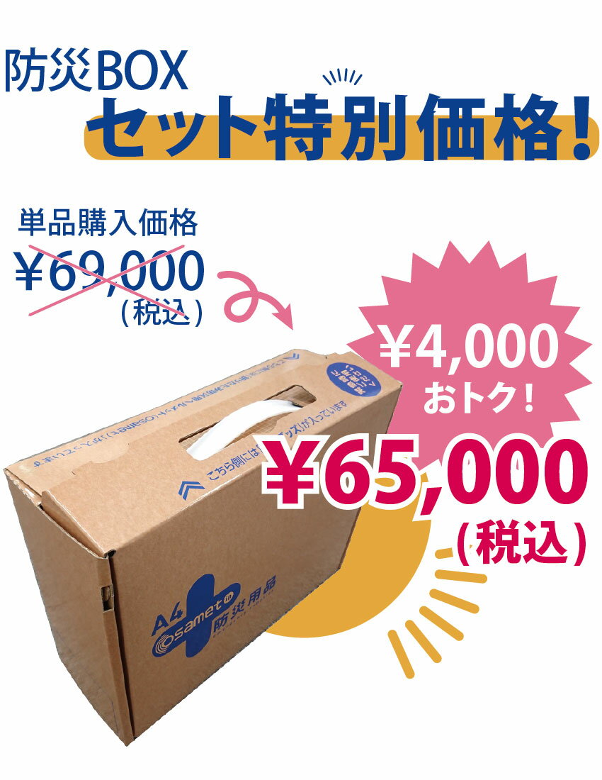 防災BOX 1人用【帰宅支援セット Mサイズ 5箱】 防災用品 非常用持ち出し袋 緊急 折り畳みヘルメット付き オサメット コンパクト収納 A4サイズ オフィス 社内 防災ボックス 非常用 防災セット 一人用 ラジオ 電池 備蓄 2