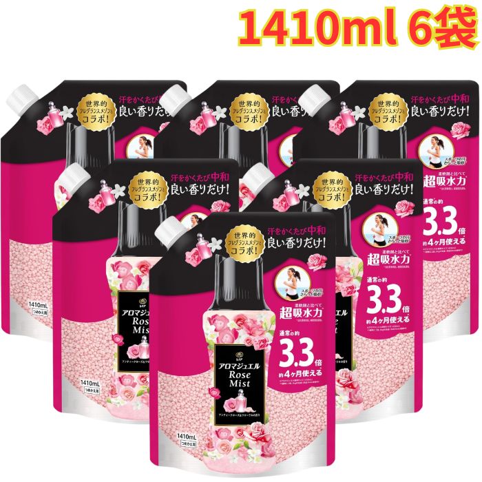Rakuten - レノア アロマジュエル ビーズ アンティークローズ ＆フローラル 詰め替え 1410ml ×6袋 香り続く 大容量
