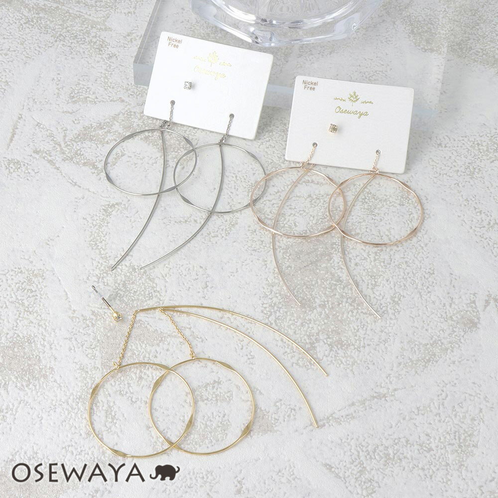 Rakuten - ピアス ニッケルフリー メタル サークル ストーン 3個セット チタンポスト スタッドピアス アメリカンピアス | OSEWAYA アクセサリー レディース 女性 大人 プレゼント ギフト 結婚式 誕生日