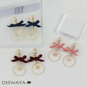イヤリング ニッケルフリー 雪の結晶 ベルベット リボン サークル メタル ネジバネ式イヤリング | OSEWAYA アクセサリー レディース 女性 大人 プレ...
