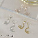 ピアス ニッケルフリー 雪の結晶 三日月 ラメ パール ストーン サージカルステンレスポスト フックピアス | OSEWAYA アクセサリー レディース 女性 大人 プレゼント ギフト 結婚式 誕生日
