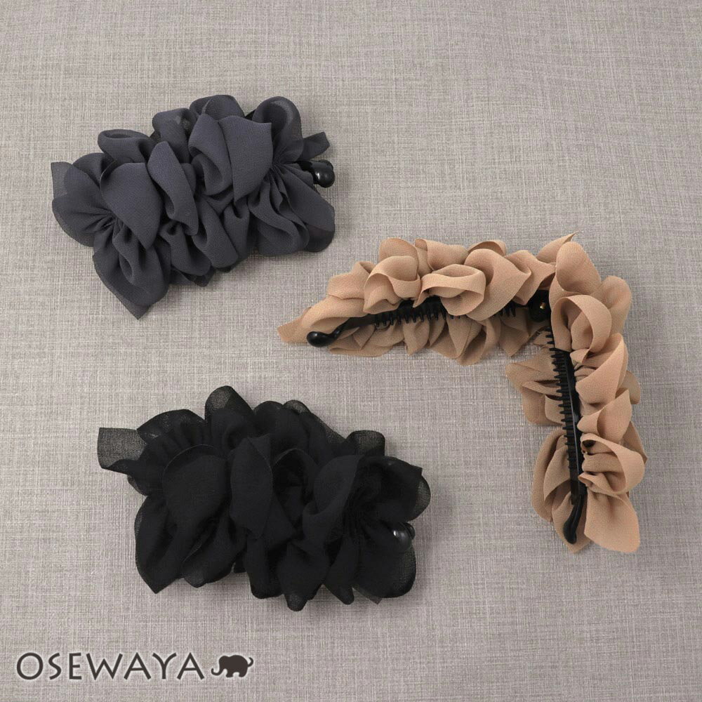 【楽天スーパーSALE 半額】バナナクリップ ボリューム フリル ヘアクリップ | OSEWAYA ヘアアクセサリー ヘアアクセ レディース 女性 大人 プレゼ...
