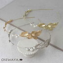 Classy GARDEN カチューシャ バックカチューシャ 2way リーフ メタル ストーン パール | OSEWAYA ヘアアクセサリー ヘアアクセ レデ...